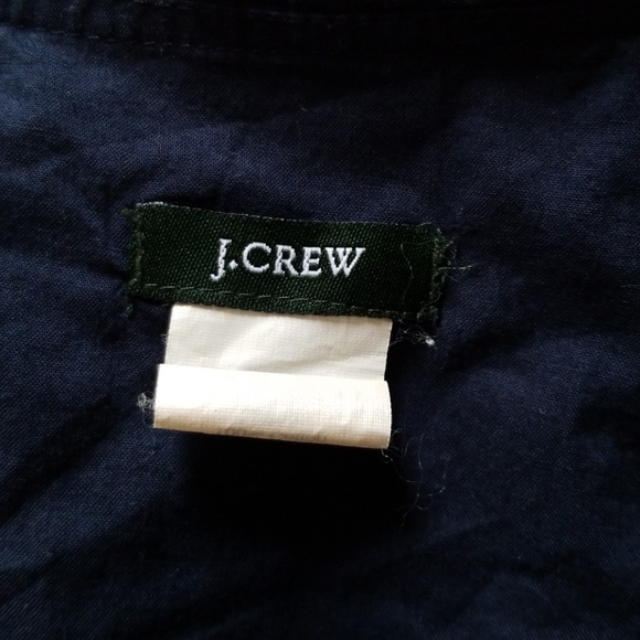 J. Crew Navy Blue Ruffle Polka Dot Cotton Blouse - Picture 6 of 8